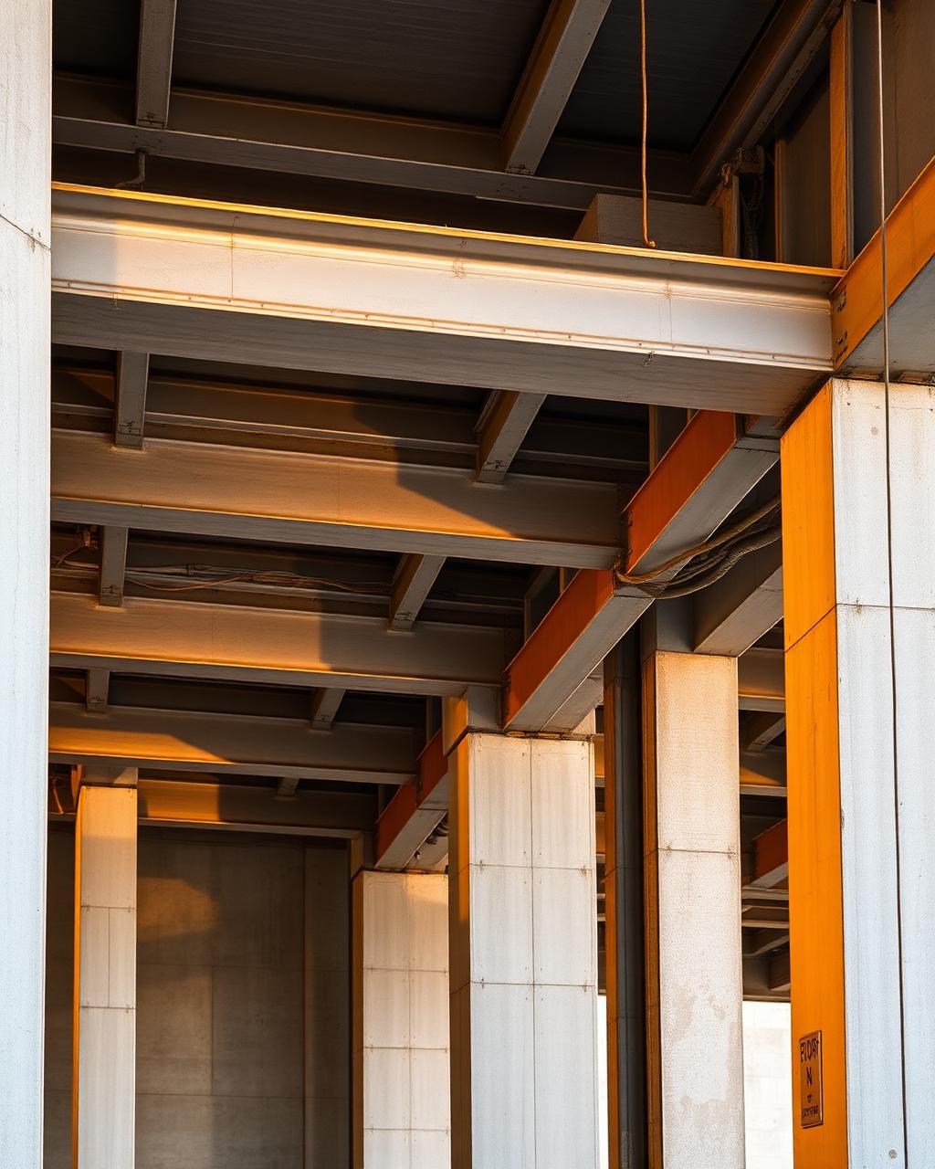 Structural concrete and steel detail on an institutional construction project